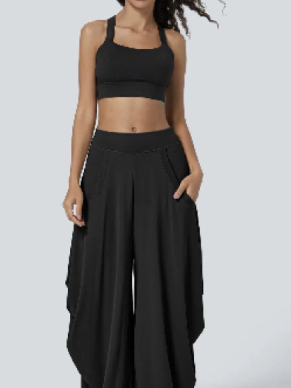 Halara Mid Rise Draped Wide Leg Casual Pants